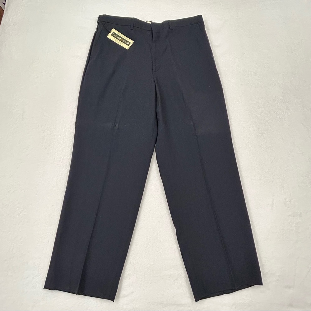 Hasting & Smith Navy Blue Wrinkle Resistant Dress Pants Trousers Mens size 36x29